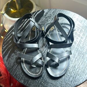 Tory Burch Black Sandals with Crisscross Straps